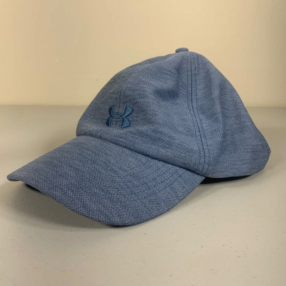 Under Armour Mens UA Free Fit Baseball Cap Light Blue Heathered Adjustable‎ Logo